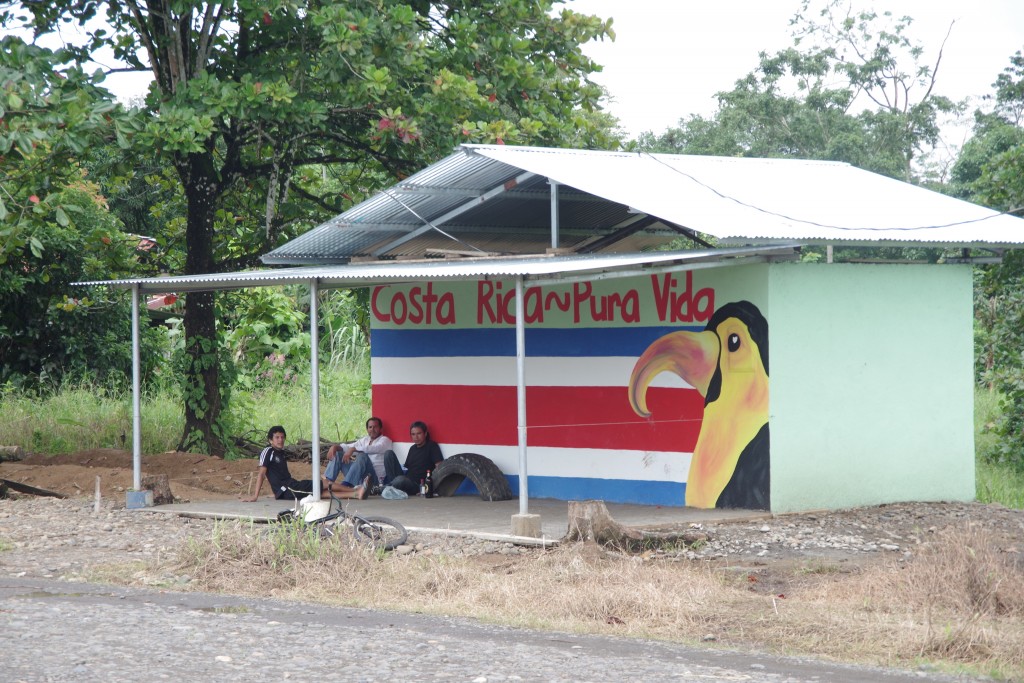 The bus stop, soccer changing rooms, and Maddy's mural already being put to use